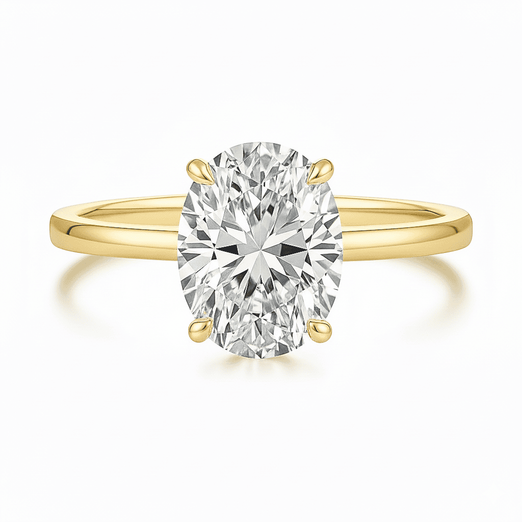 barcelona 3 carat solitaire gold oval ring