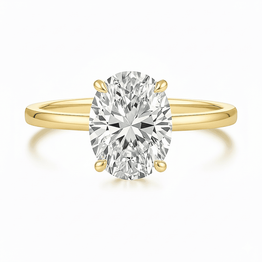 barcelona 3 carat solitaire gold oval ring