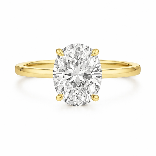 barcelona 3 carat solitaire gold oval ring