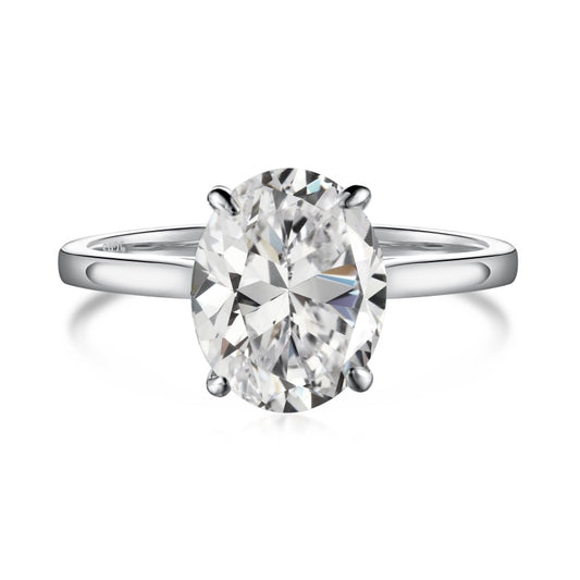 barcelona 3 carat oval silver ring