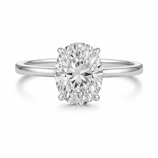 3 carat oval solitaire silver cubic zirconia ring