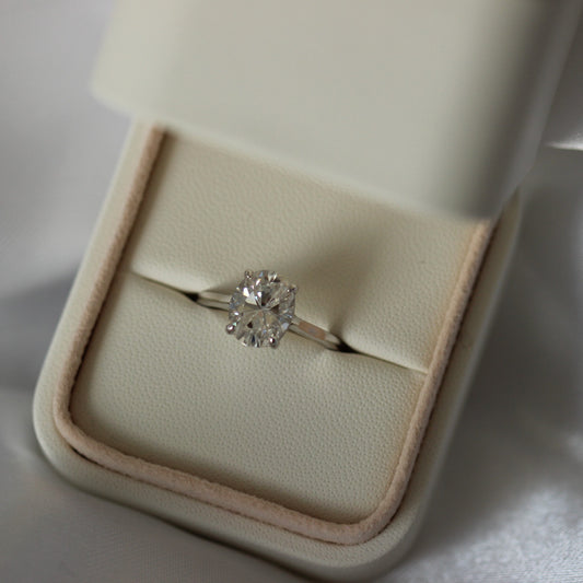barcelona 3 carat solitaire oval moissanite ring