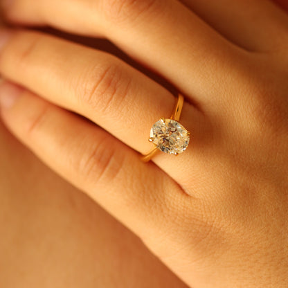 3 carat Oval gold vermeil ring on hand