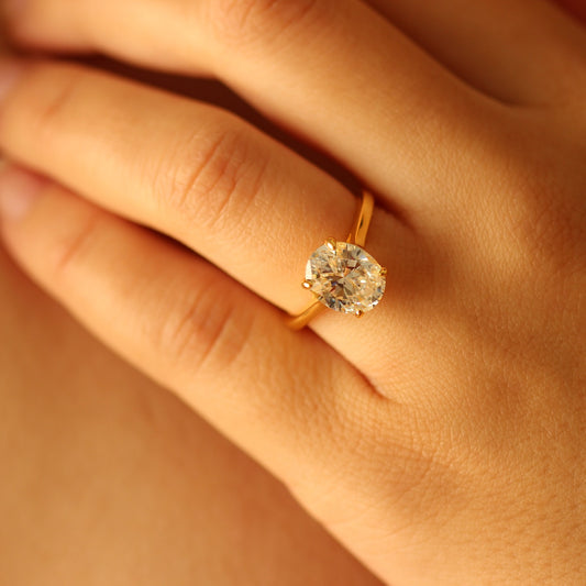 3 carat Oval gold vermeil ring on hand