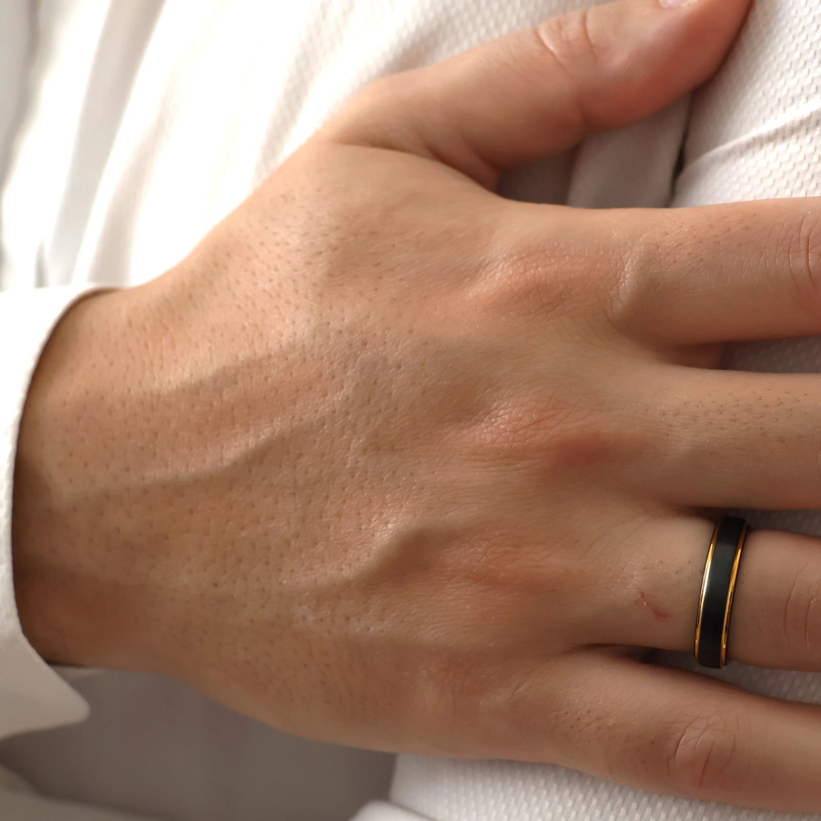 black and gold men's 5mm tungsten wedding band