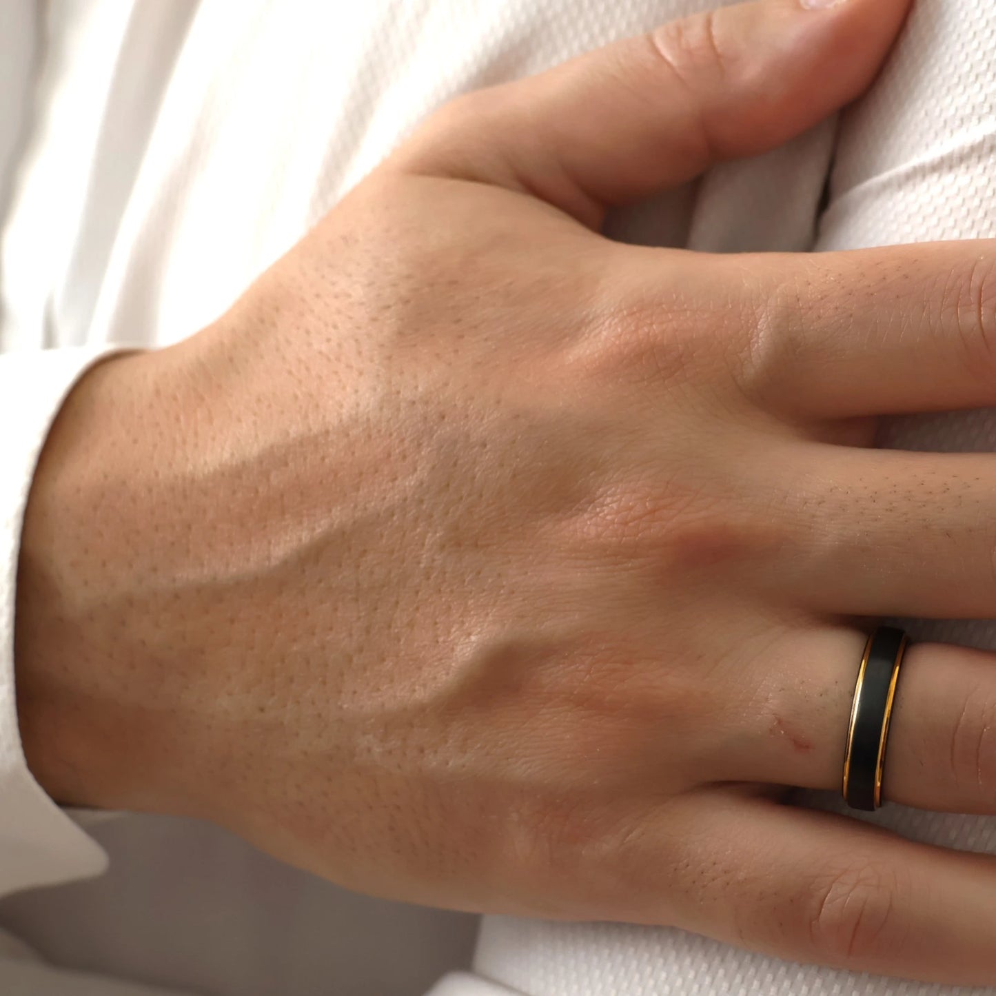 black and gold men's 5mm tungsten wedding band