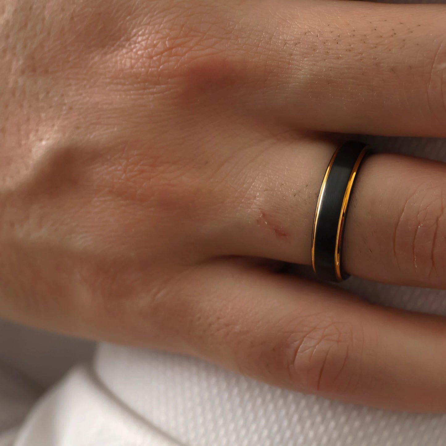 black and gold men's 5mm tungsten wedding band