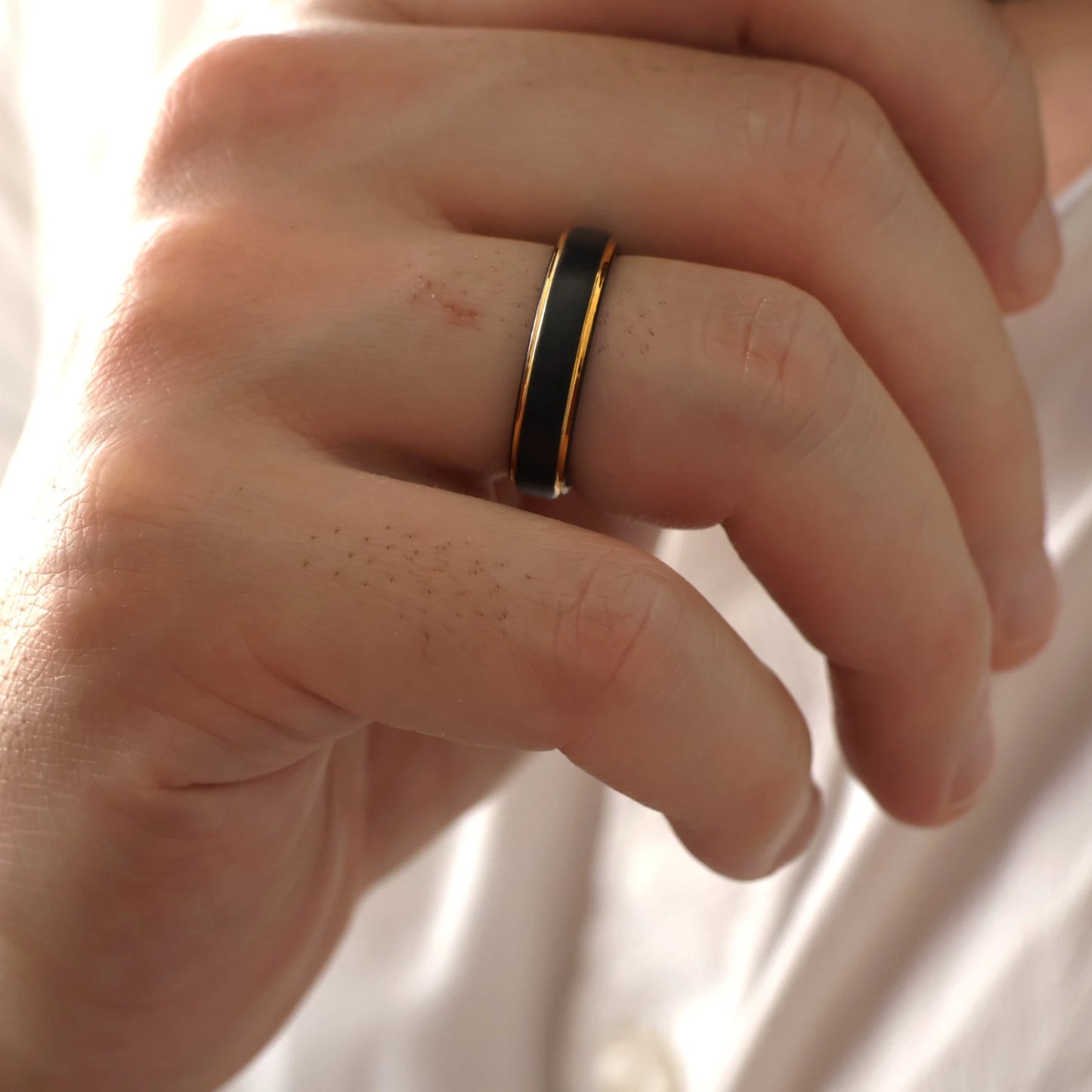 black and gold men's tungsten wedding band 5mm