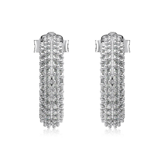brooklyn silver hoop earrings with cz stones