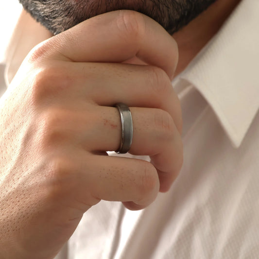Men's 5mm brushed silver tungsten wedding band
