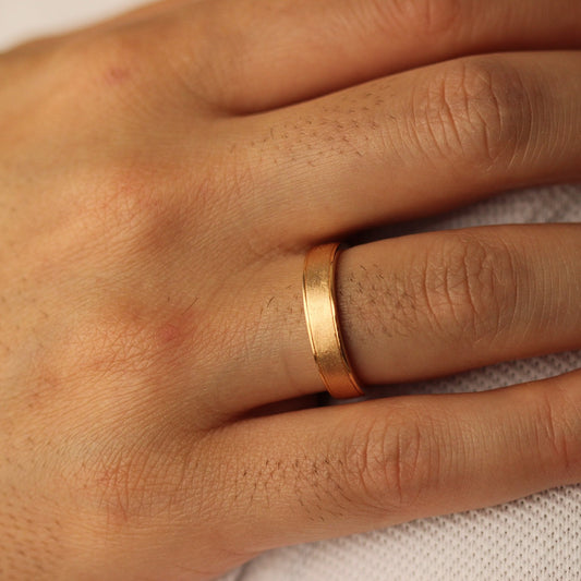 4.8mm champagne gold 925 silver men's ring worn on hand
