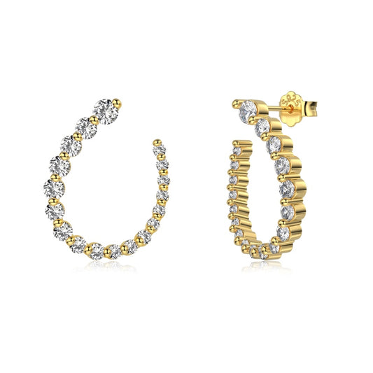 cubic zirconia gold hoop earrings