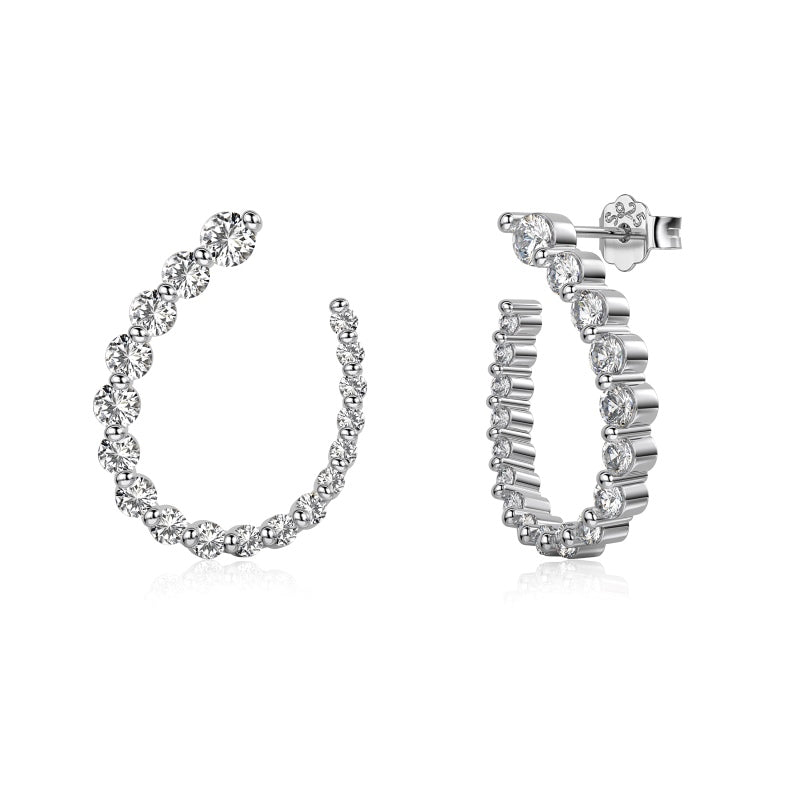 cubic zirconia silver hoop earrings