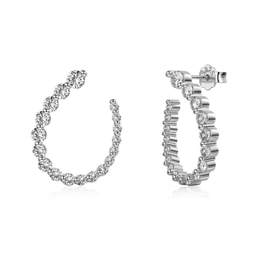 cubic zirconia silver hoop earrings