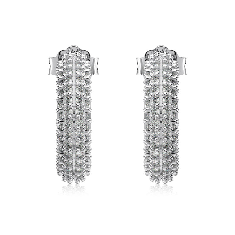 domed cubic zirconia silver hoops