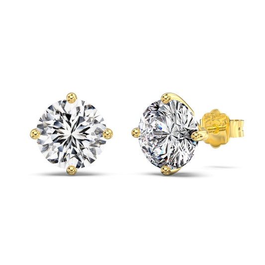 2 carat round cut gold earrings
