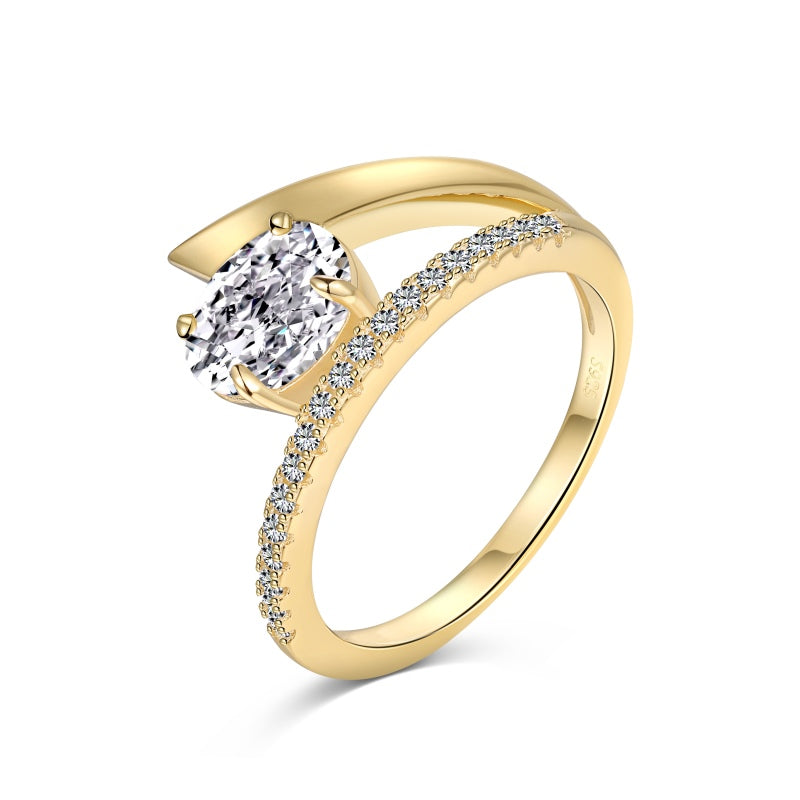 East west oval cut 1ct gold ring wrap band