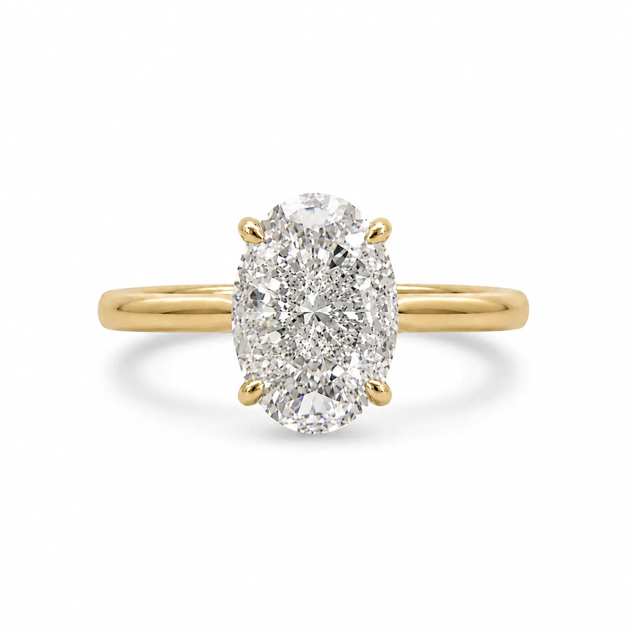 elongated 14k gold palted 3.5 carat oval cubic zirconia ring