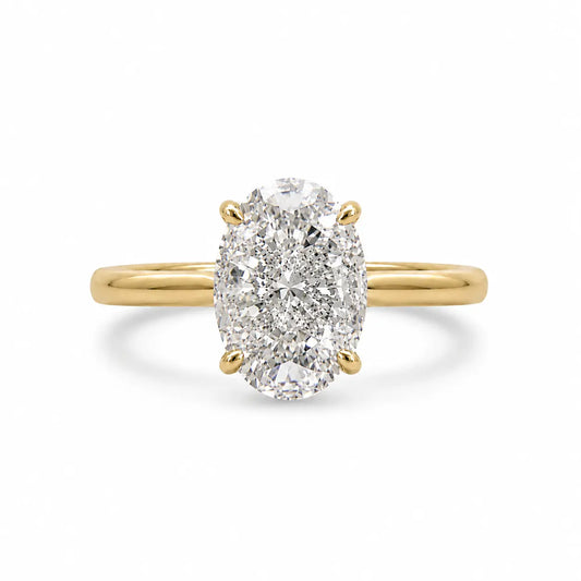elongated 14k gold palted 3.5 carat oval cubic zirconia ring