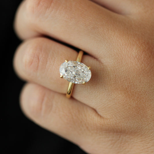 14k gold oval ring on hand