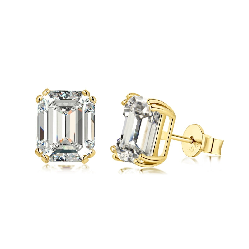 emerald cut gold earrings 