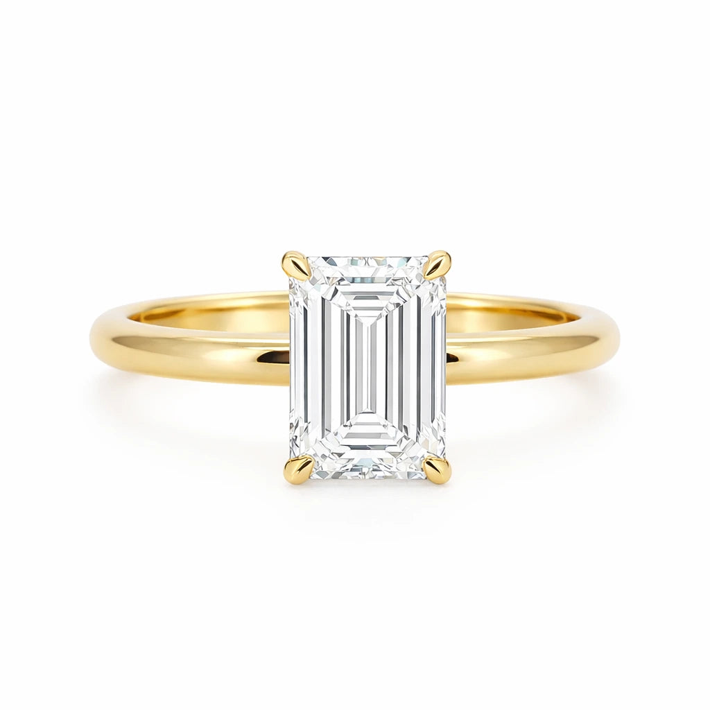 emerald cut lab grown diamond ring