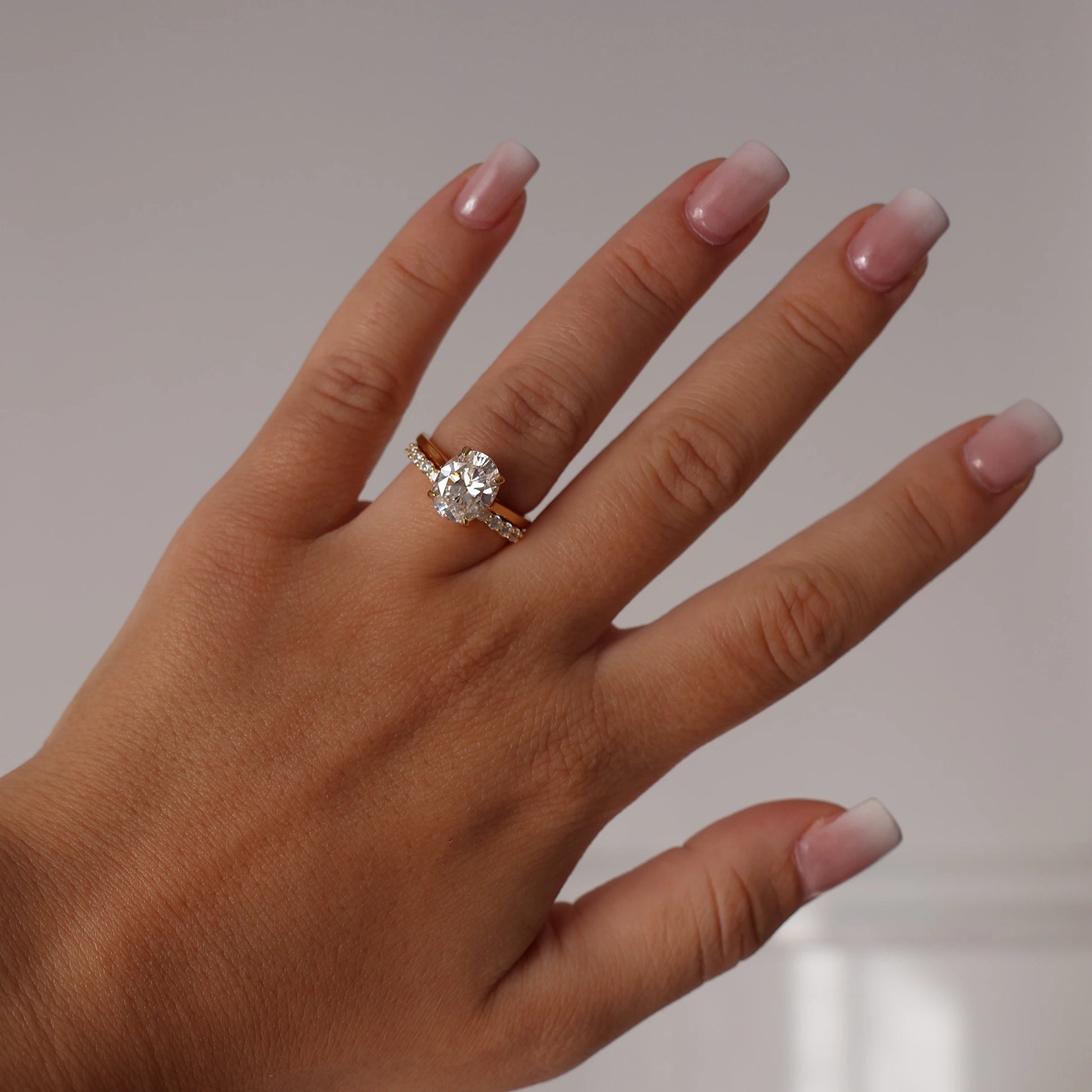Gold 3 carat oval cubic zirconia solitaire ring