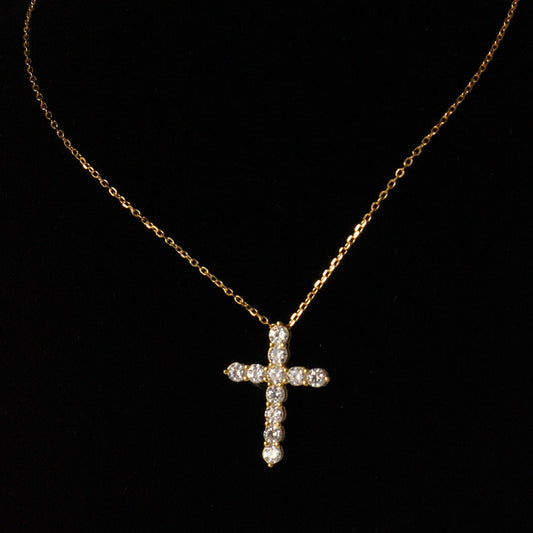 18k plated gold cross necklace
