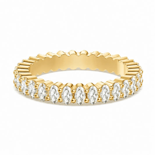 14k gold plated oval eternity ring 3mm cubic zirconia stones