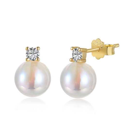 Victoria Gold Pearl Stud Earrings