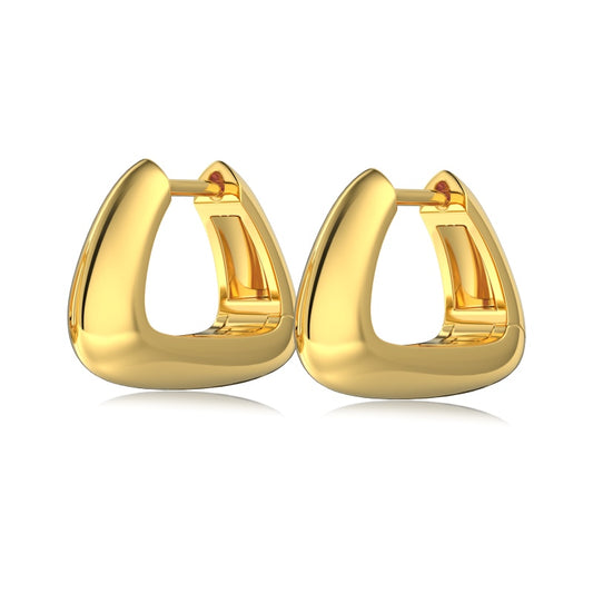 gold trapeze huggies on white background