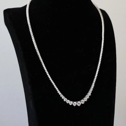 graduated moissanite tennis necklace in 925 silver