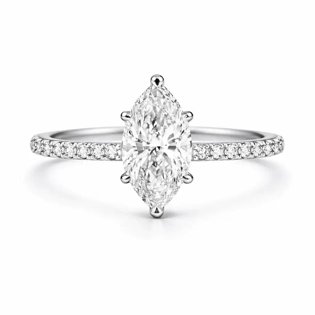 2 carat marquise cut moissanite engagement ring