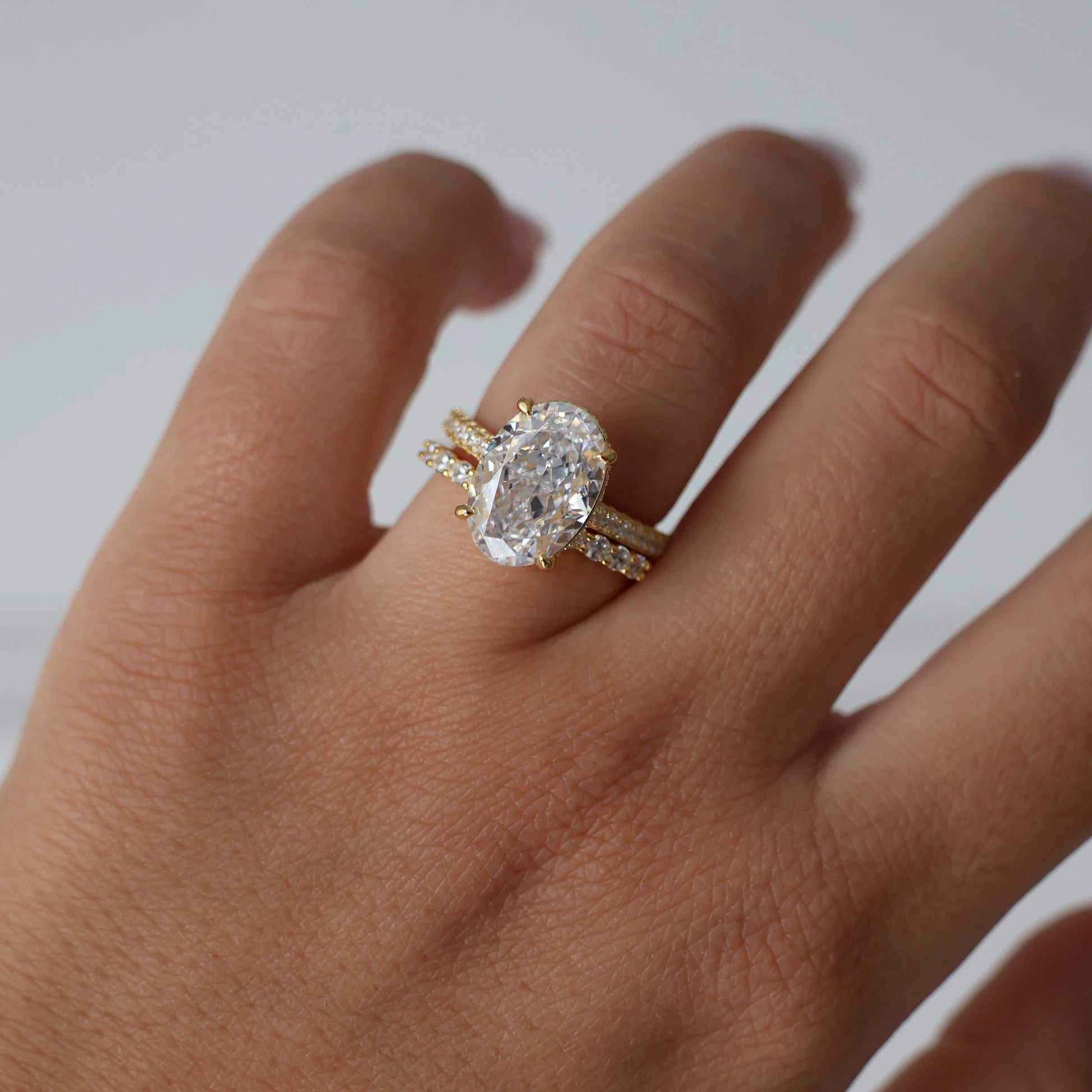 Half eternity 18k gold ring with pavé cubic zirconia