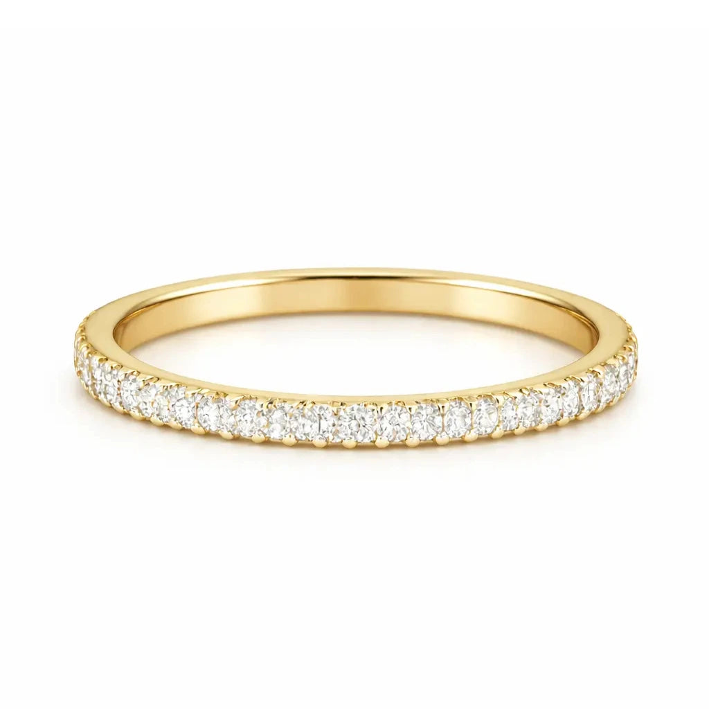 half eternity moissanite wedding band in 14k gold filled