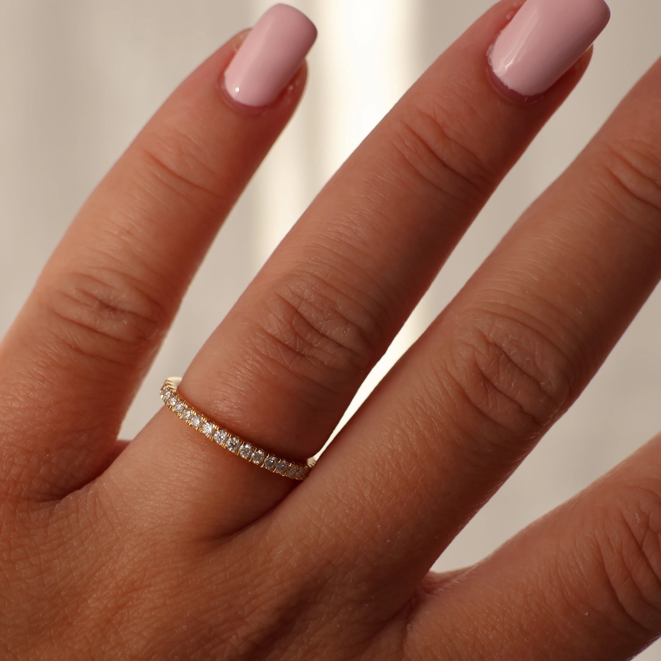 2.1mm half eternity moissanite ring in 14K gold filled
