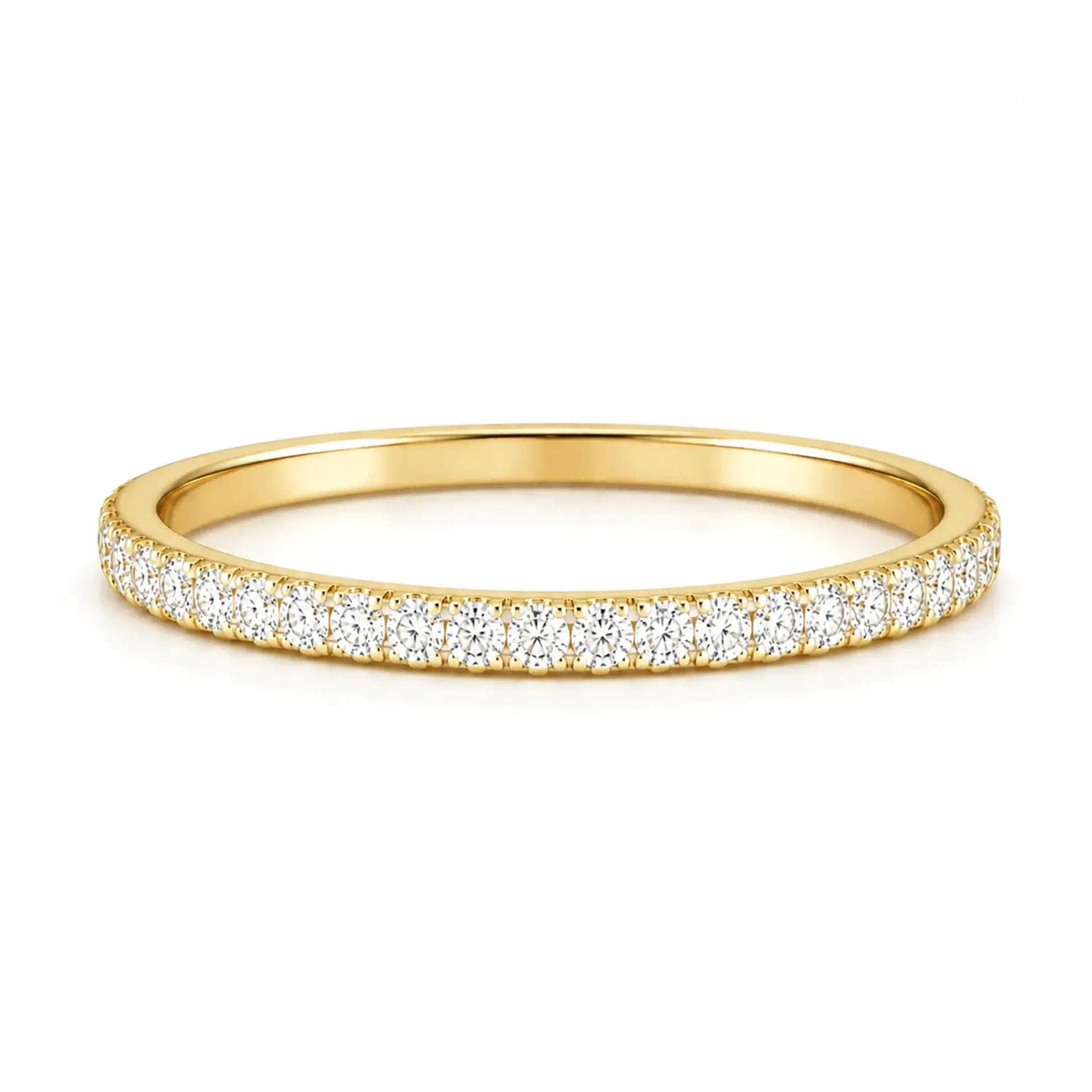 half eternity moissanite wedding band 2.1mm in 14k gold filled