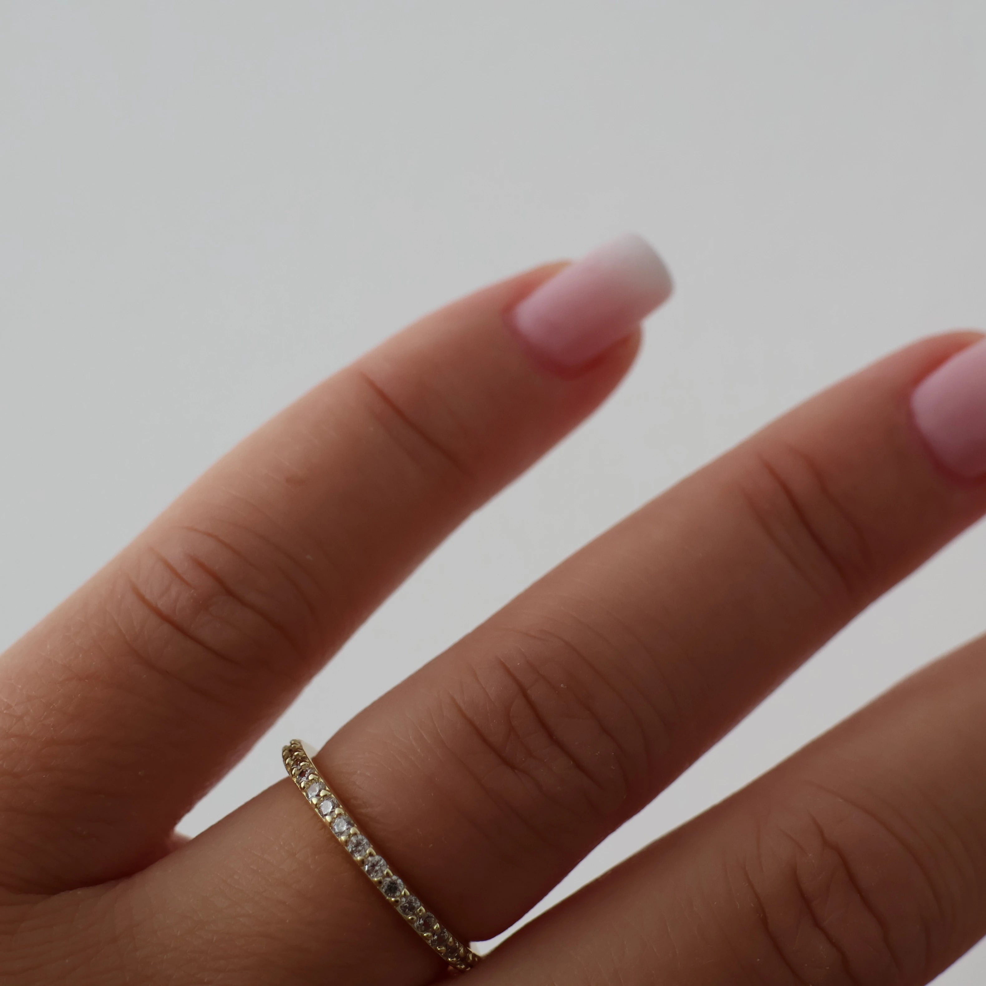 1.8mm 14k gold vermeil half eternity pavé ring
