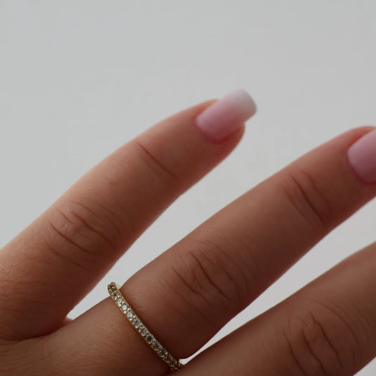 1.8mm 14k gold vermeil half eternity pavé ring