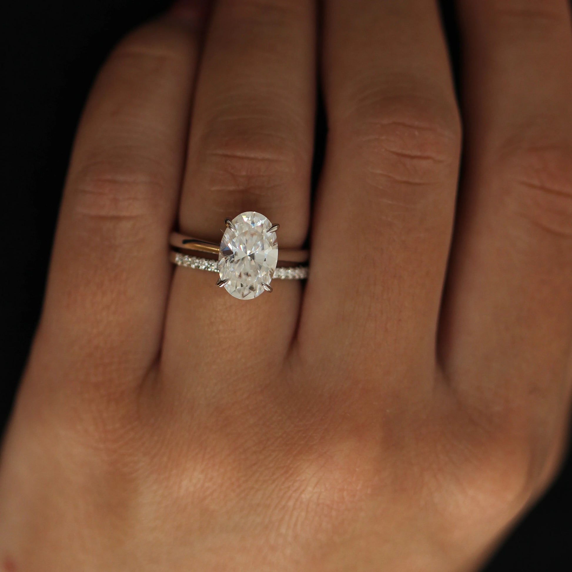 Half eternity silver moissanite band