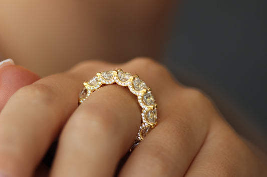 eternity ring in gold with round cz stones