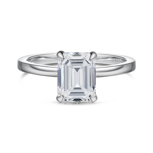 plain silver band with 2 carat moissainte centre stone 