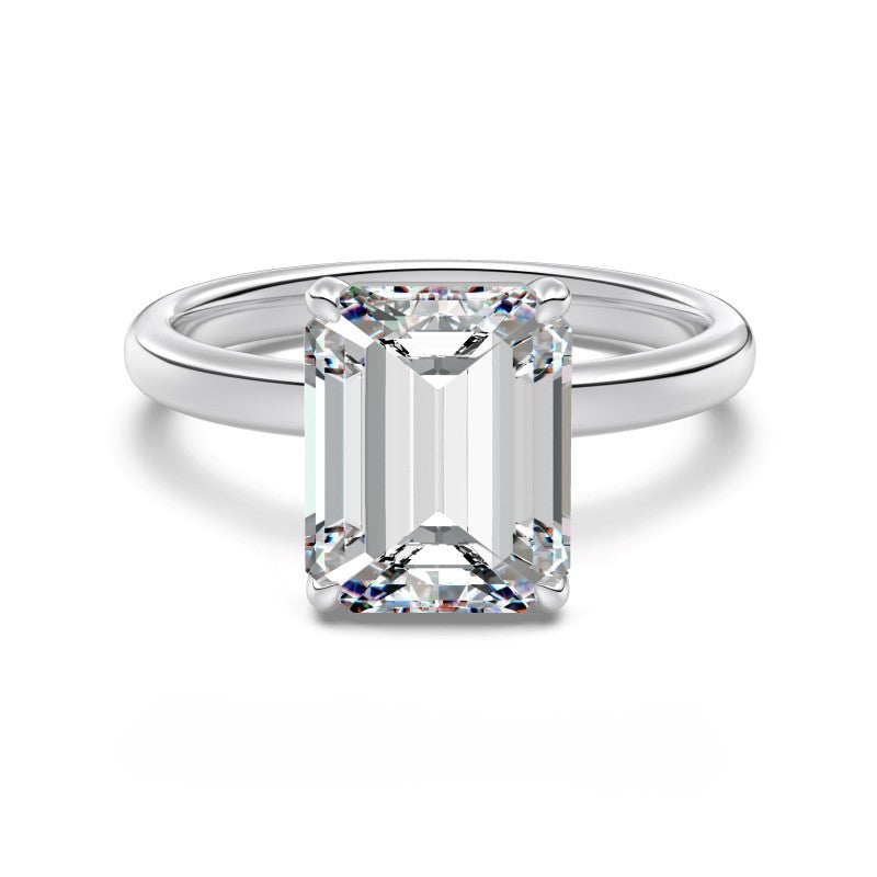 4 carat emerald solitaire silver ring