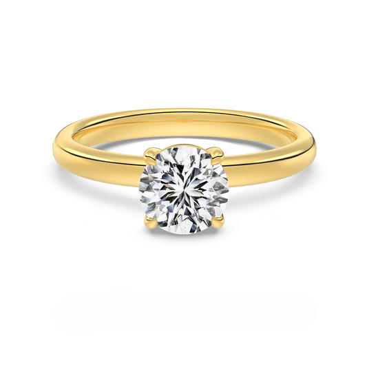 1 carat gold engagement ring displayed on a white background