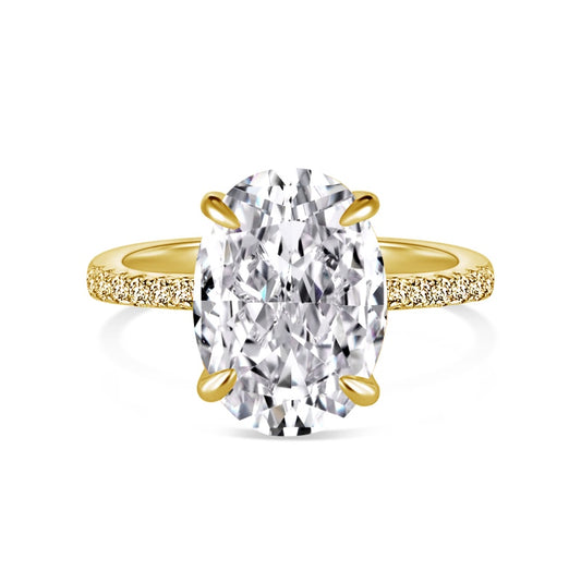 4 carat gold oval ring on pave band