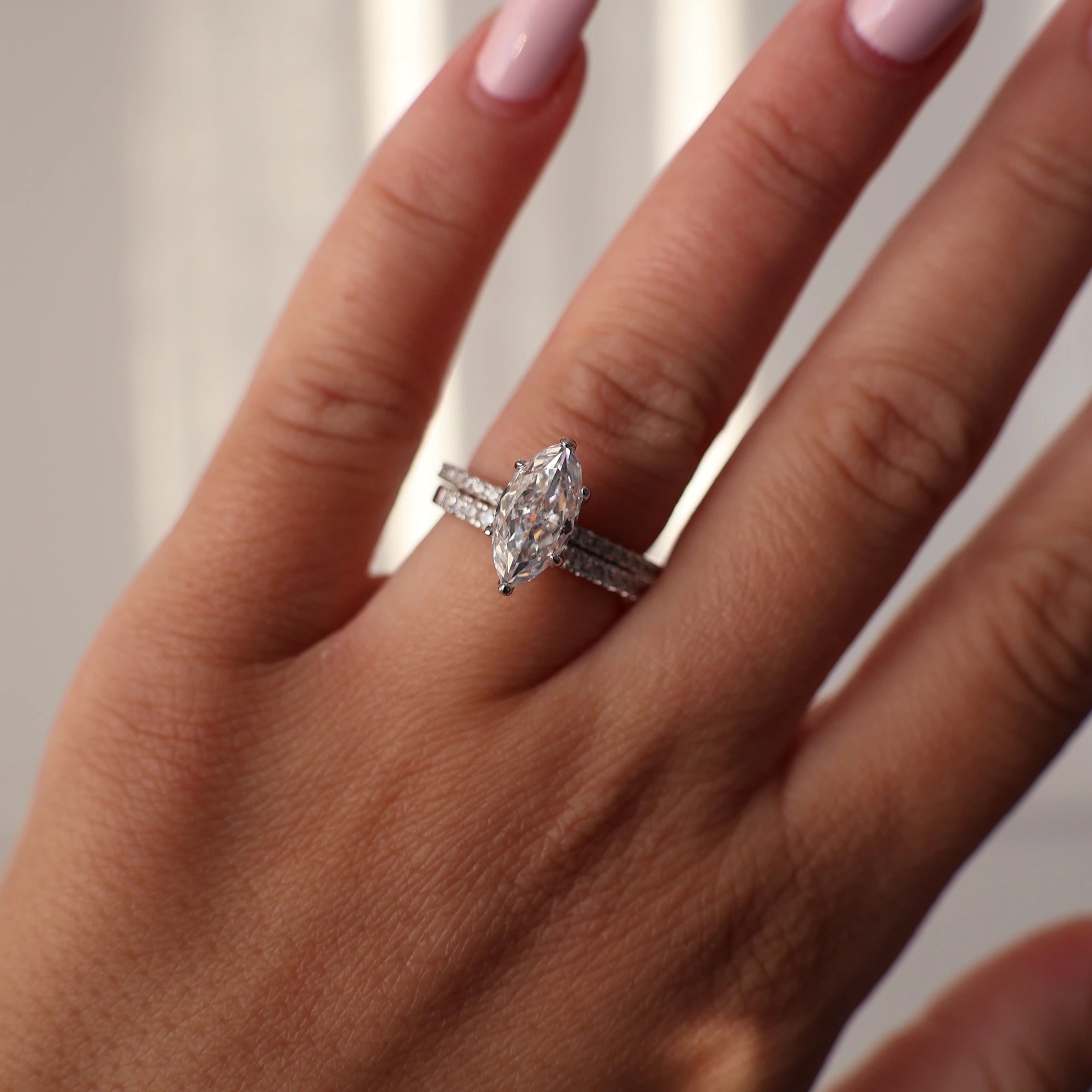 1.5 carat marquise cut cubic zirconia ring with pave setting