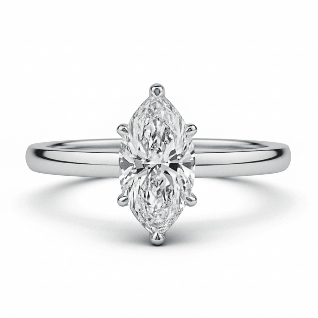 marquise 2 carat solitaire moissanite silver ring