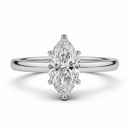 marquise 2 carat solitaire moissanite silver ring