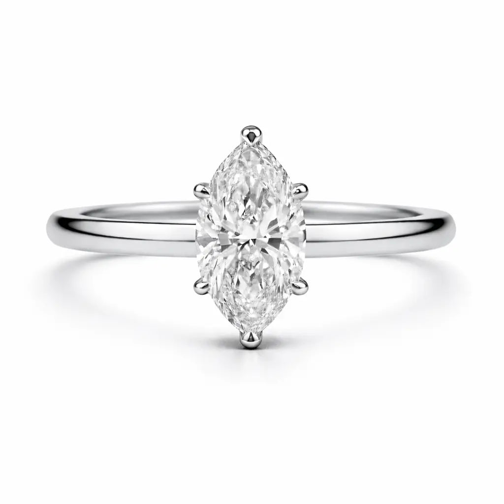 marquise 2 carat solitaire moissanite silver ring