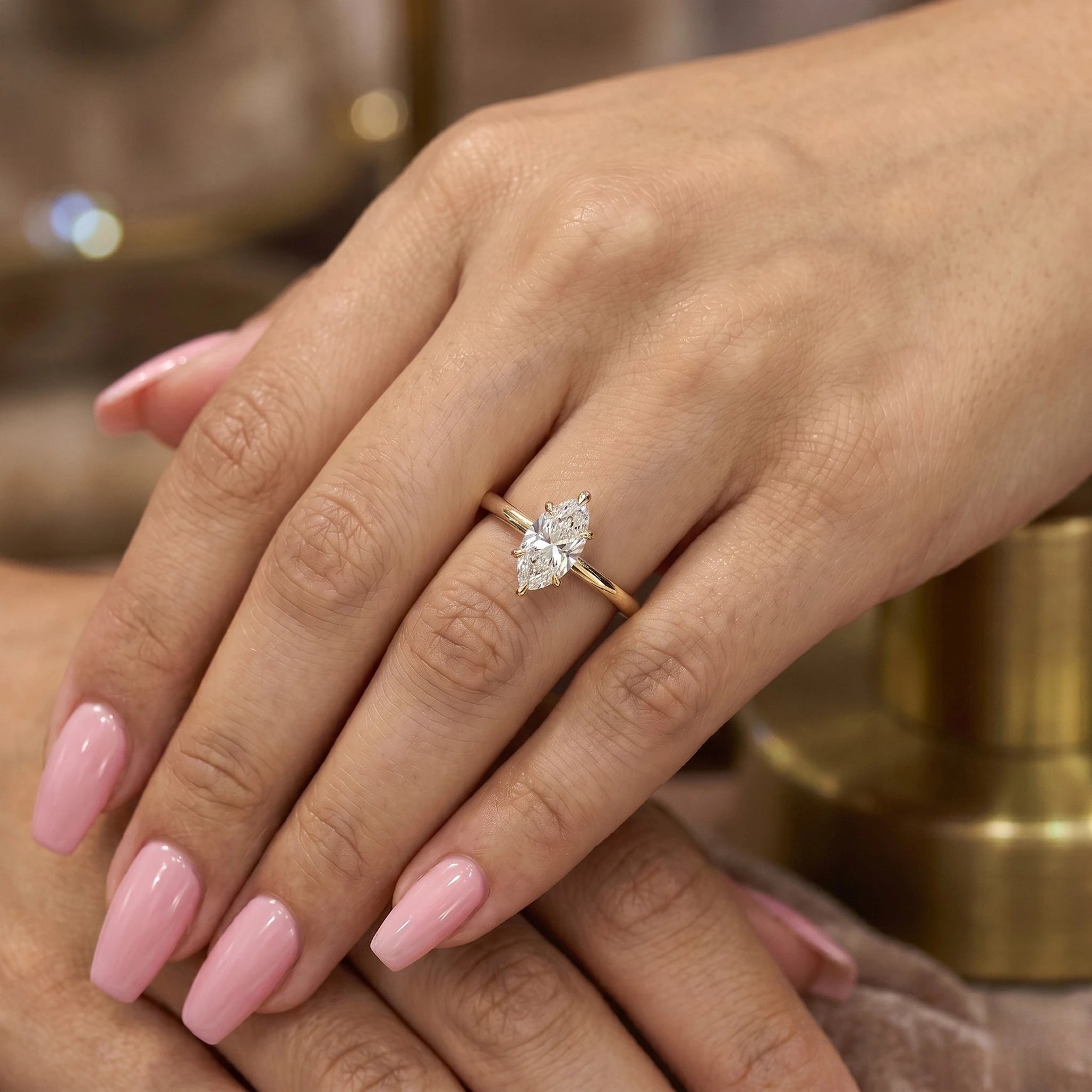 marquise cut lab grown diamond engagement ring